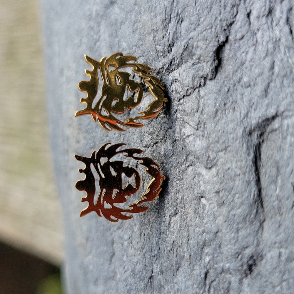Rastafari Lion 14k Gold Stud Earrings, Lion of Judah, unisex - Picture 7 of 10